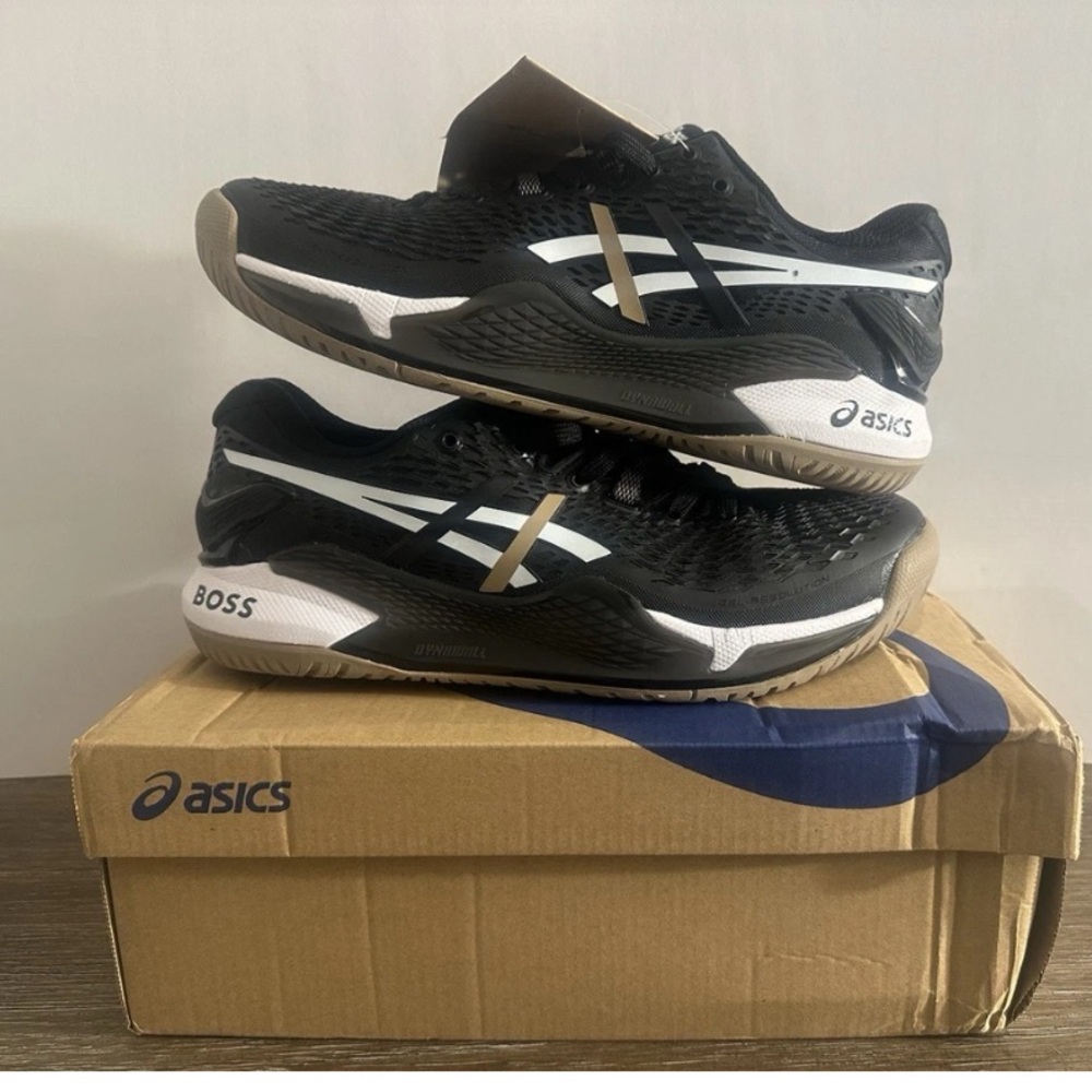 ASICS x BOSS GEL RESOLUTION 9 black caramel Men's size 9.5 tennis